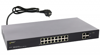 Switch PoE Pulsar SFG116 - 18 portowy, 16 portów PoE 802.3af Gigabit, 2 porty Gigabit, 2 porty SFP